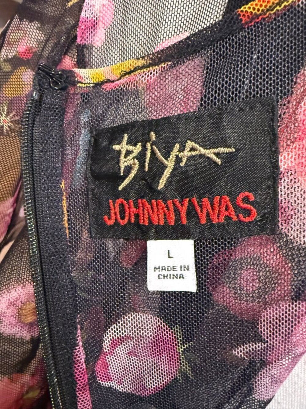 Johnny Was Biya RHEIA TIERED MESH DRESS Large - Picture 4 of 4
